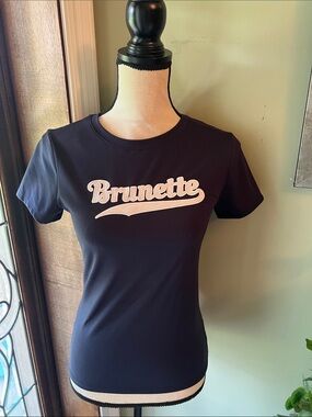 Frankee & Skylarr Brunette Script Navy Short Sleeve Tee